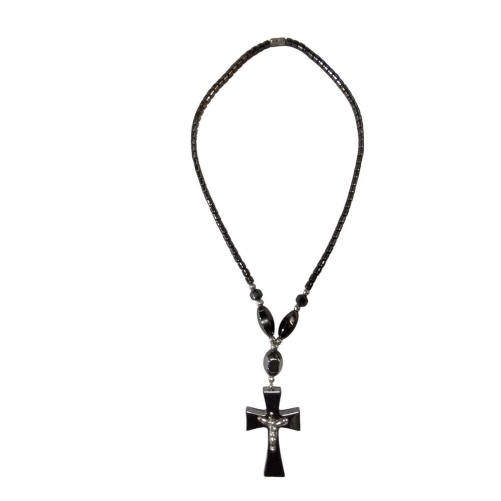 Hematite Cross Pendant Necklace